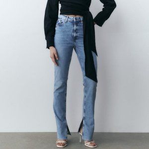 ZARA High Rise Slim Flare Leg Jeans Z1975 - Mid-Blue 28